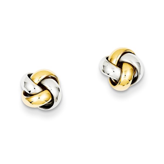 14k Gold Two-tone Knot Post Earrings 14k Gold Two-tone Knot Post Earrings